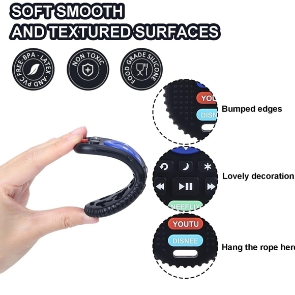 Black & Grey Remote Control Silicone Baby Teethers - Picture 3 of 9